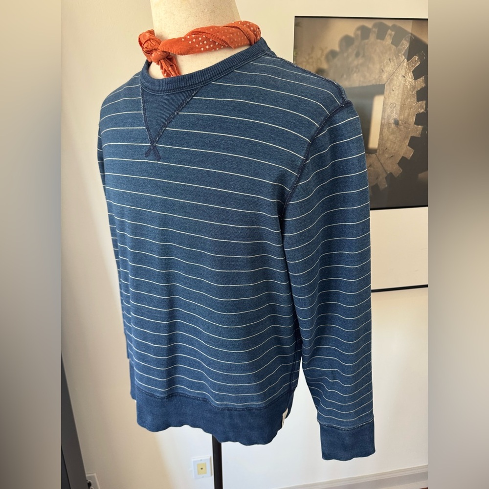 Todd Snyder Indigo Navy Blue Striped Sweatshirt M